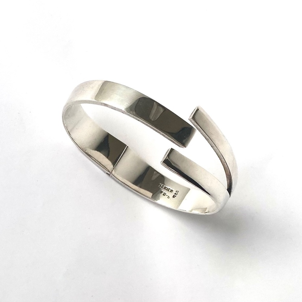 Taxco Mexico 925 Silver Hinged Forked Bypass Bracelet Unisex 7.5" 55g *80s/90s*